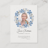 Blauer Blumenstrauß orthodoxe Beerdigungskarte Platzkarte (Vorderseite)