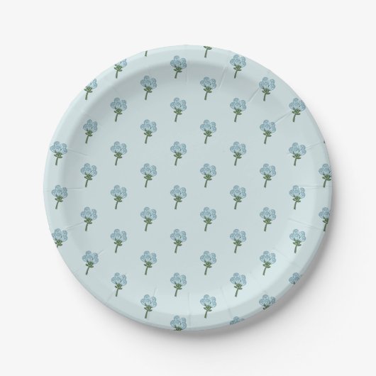 Blauer Blumenstrauß-Papierteller Pappteller (Vorderseite)