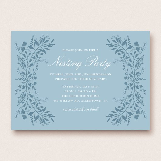 Blauer Blumenstrauß-Party Einladung