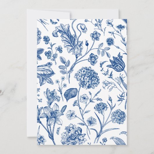 Blauer Blumenstrauß Save the Date Einladung Hochze (Rückseite)