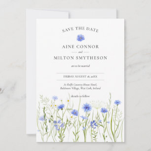 Blauer Blumenstrauß Save the Date, Hochzeit der Wi Einladung