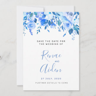 Blauer Blumenstrauß Save the Date, Hochzeit mit Bl Save The Date