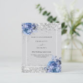 Blauer Blumenstrauß Silber 25. Jubiläum Einladung (Stehend Vorderseite)