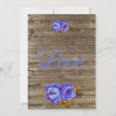 Blauer Blumenstrauß, Tafel rustikal-braunes Holz H Einladung (Rückseite)