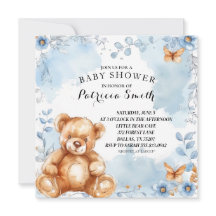 Blauer Blumenstrauß Teddy Bear Babydusche