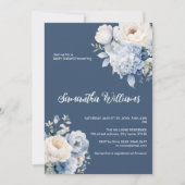 Blauer Blumenstrauß und Elfenbeinblütendusche Einl Einladung (Vorderseite)
