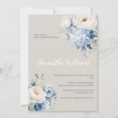 Blauer Blumenstrauß und Elfenbeinblütendusche Einl Einladung (Vorderseite)