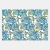 Blauer Blumenstrauß Wasserfarbe Handgestrichen Geschenkpapier Set (Vorderseite 3)