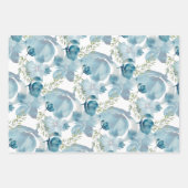Blauer Blumenstrauß Wasserfarbe Handgestrichen Geschenkpapier Set (Vorderseite)