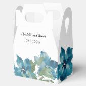 Blauer Blumenstrauß Wasserfarbe Handgestrichen Geschenkschachtel (Geöffnet)