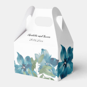 Blauer Blumenstrauß Wasserfarbe Handgestrichen Geschenkschachtel