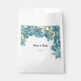 Blauer Blumenstrauß Wasserfarbe Handgestrichen Geschenktütchen