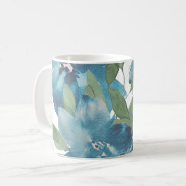 Blauer Blumenstrauß Wasserfarbe Handgestrichen Kaffeetasse