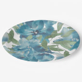 Blauer Blumenstrauß Wasserfarbe Handgestrichen Pappteller (Schrägansicht)