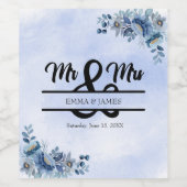 Blauer Blumenstrauß Weinetikett (Einzelnes Label)