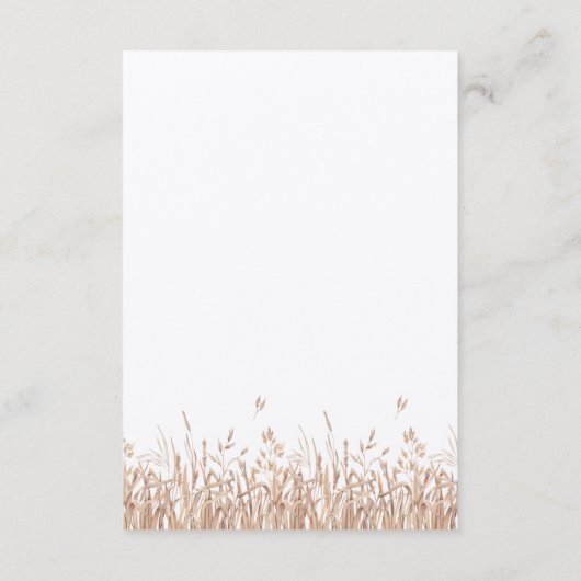 Blauer Blumenstrauß & Weizenfeld Moderner Empfang Begleitkarte (Rückseite)