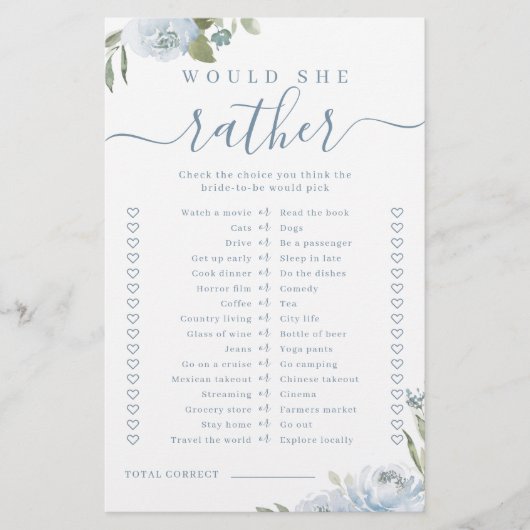 Blauer Blumenstrauß würde sie lieber Brautparty sp (Vorderseite)