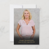 Blauer Blumenstrauß zum Foto der Lebensbeerdigung Dankeskarte (Rückseite)