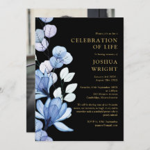 Blauer Blumenstrauß zum Foto der Lebensbeerdigung