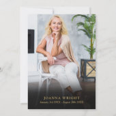 Blauer Blumenstrauß zum Foto der Lebensbeerdigung Einladung (Rückseite)