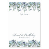 Blauer Blumensüß 16 Geburtstag Tischnummer (Rückseite)