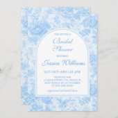 Blauer Blumentoilturm Bridal Dusche Einladung (Vorne/Hinten)