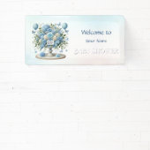 Blauer Blumenvase Baby Dusche Banner (InSitu)