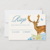 Blauer Blumenwald Wildtierart RSVP Karte (Vorderseite)