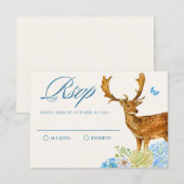Blauer Blumenwald Wildtierart RSVP Karte (Vorne/Hinten)