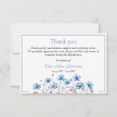 Blauer Blumenwiese Blume Beerdigung Dankeskarte (Vorderseite)