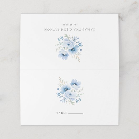 Blauer Blumenzahn - geklappte Platzkarte (Außenseite Aufgefaltet)