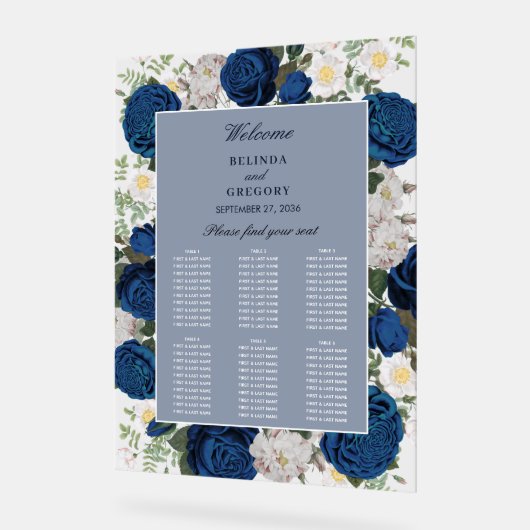 Blauer Blumenzahn - Transparente Sitzkarte Acrylschild (Winkel)