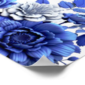 Blauer Blumenzauber Begrüßung Poster (Ecke)