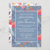 Blauer Blumenzauber Einladung (Vorne/Hinten)