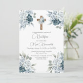 Blauer Blumenzauber - Einladung auf Spanisch (Stehend Vorderseite)