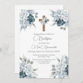 Blauer Blumenzauber - Einladung auf Spanisch (Vorne/Hinten)