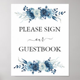 Blauer Blumenzauber Hochzeitsheirat Poster