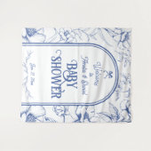 Blauer Blumenzauber Klassischer neutraler Empfang Wandteppich (Vorderseite (Horizontal))