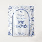 Blauer Blumenzauber Klassischer neutraler Empfang Wandteppich (Vorderseite)