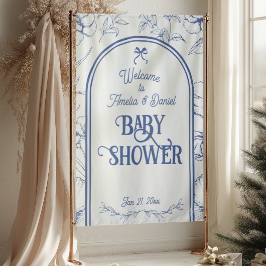 Blauer Blumenzauber Klassischer neutraler Empfang Wandteppich