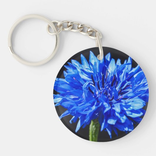Blauer Blumenzauber, zweiseitige Schlüsselring (Vorderseite)