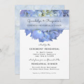 Blauer Blumenzeremonie Probe Abendessen Einladung (Vorne/Hinten)