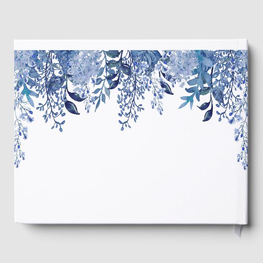 Blauer Blumenzettel für liebende Erinnerung Gästebuch (Rückseite)