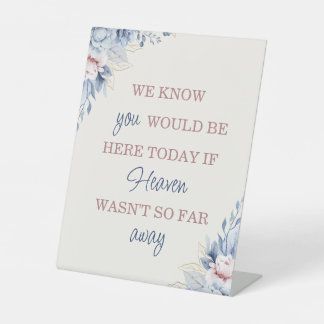 Blauer Blumenzettel Sockelschild