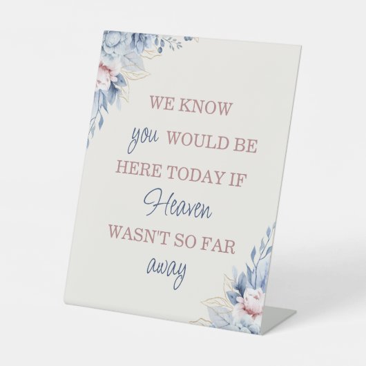 Blauer Blumenzettel Sockelschild (Vorderseite)