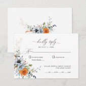 Blauer Blumenzorn RSVP Karte (Vorne/Hinten)