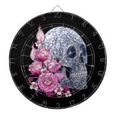 Blauer Blumenzucker Skull Rosa Blume Dartscheibe (vorne)