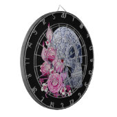 Blauer Blumenzucker Skull Rosa Blume Dartscheibe (Vorderseite Links)