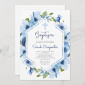 Blauer Blumenzwerg Einladung (Vorne/Hinten)