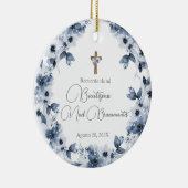 Blauer Blumenzwerg Keramik auf Spanisch Ornament (Rechts)